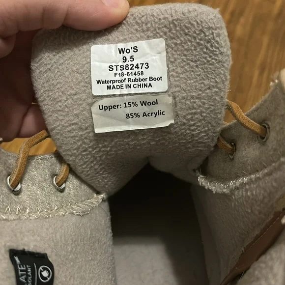 Sperry Women’s Saltwater Wool Duck Boots Size 9.5 Cream/Gray - Picture 5 of 8